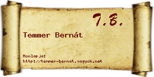 Temmer Bernát névjegykártya